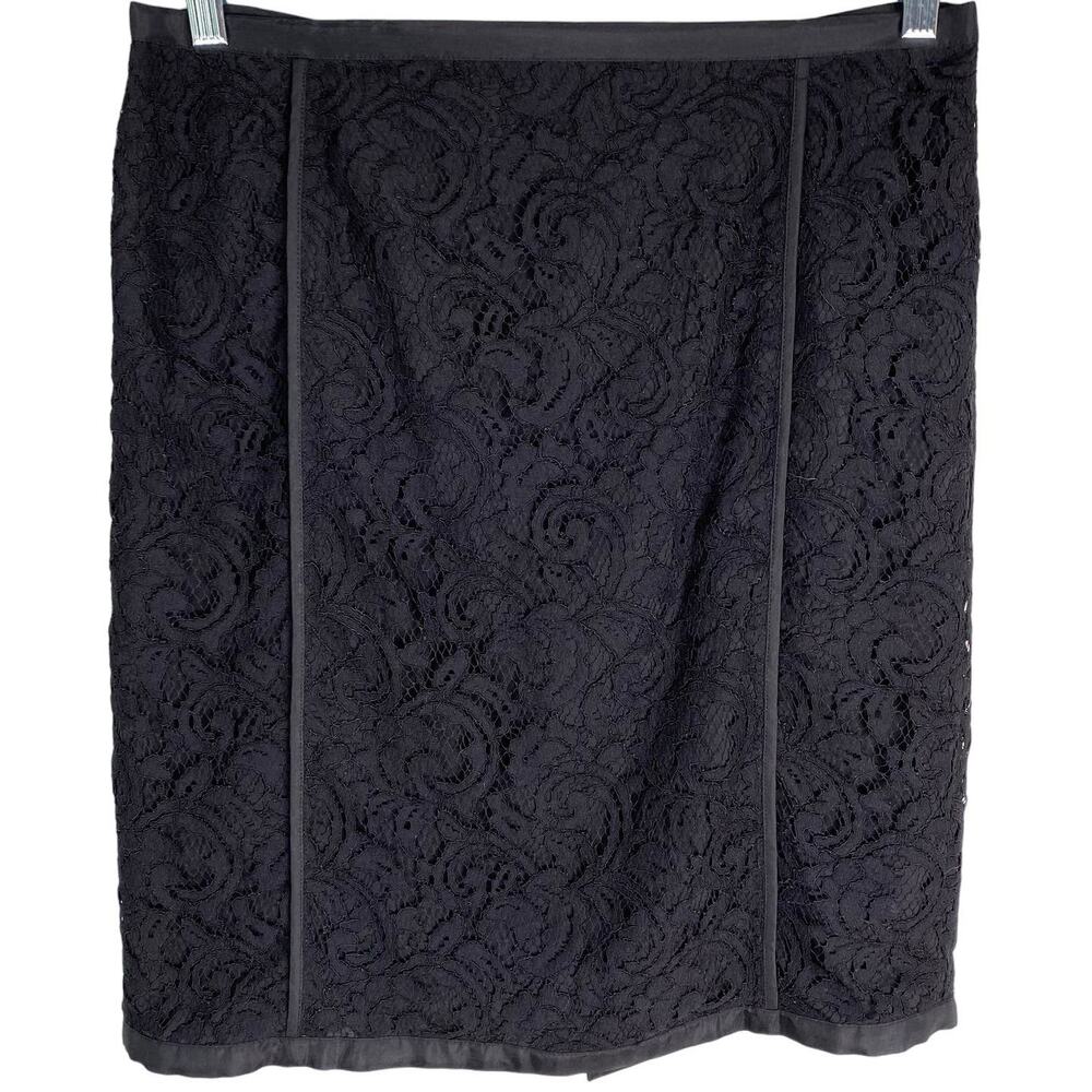 Banana Republic Skirt Pencil Black Lace 12 Lined Back Zipper New